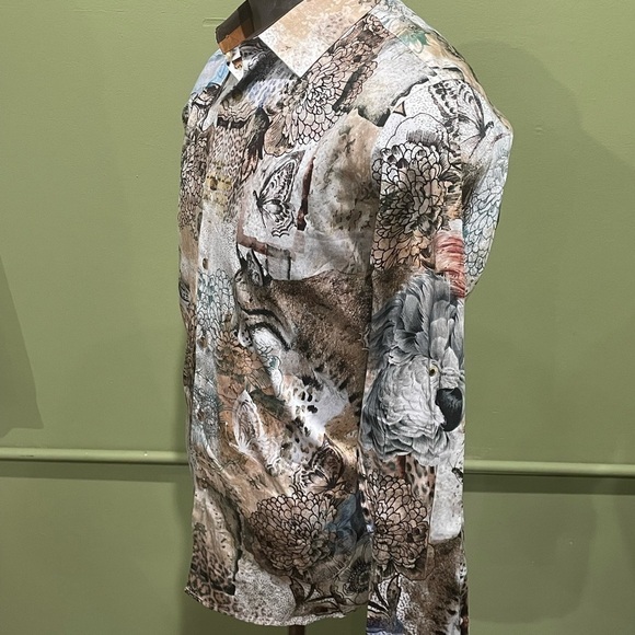 Barabas shirt button stone modern fit lion/floral print - Picture 3 of 5